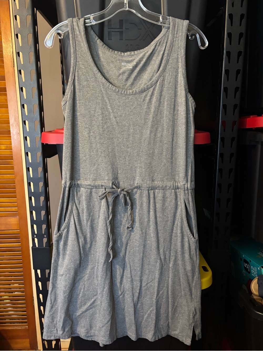 Merona Gray Sleeveless Drawstring Pocket Casual Dress